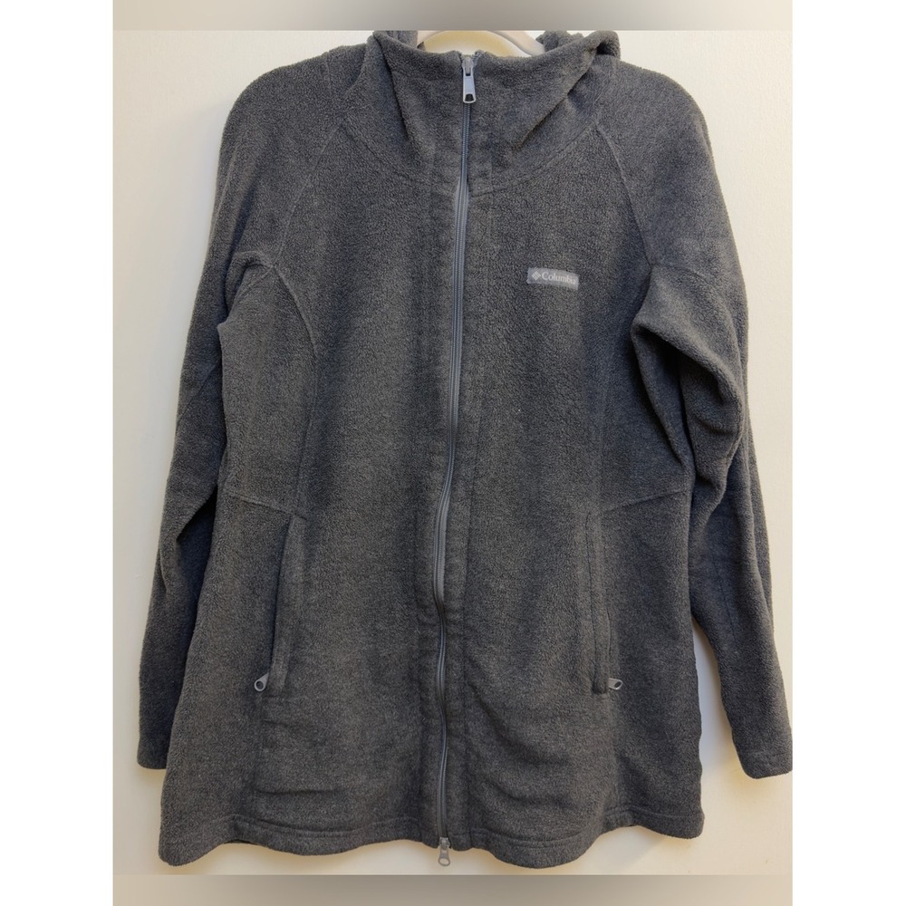 Columbia Womens Charcoal Gray Fleece Full Zip Hooded Jacket AL6485 Large